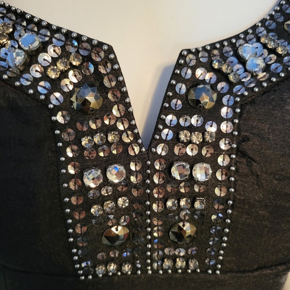 Laundry by Shelli Segal Beaded Black Sheath Short Party Dress Sleeveless Size 0 - Picture 4 of 10